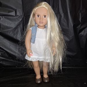 Blonde Hair Fashion Doll in White Dress - Kids Toys